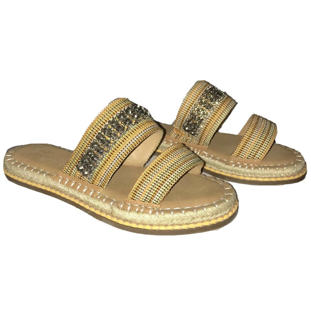 Crown Vintage Espadrille Sandals Woven Rhinestones Embellished BOHO Merigold 7.5